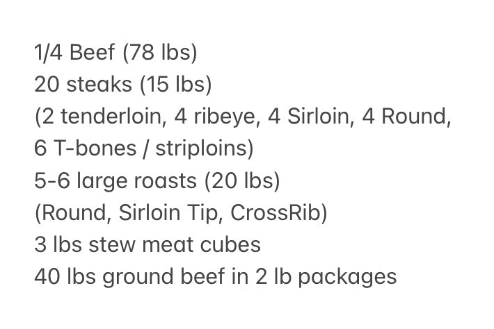 1/4 Beef (78 lbs)