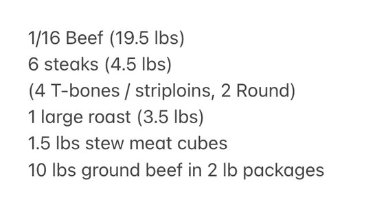 1/16 Beef (19.5 lbs)